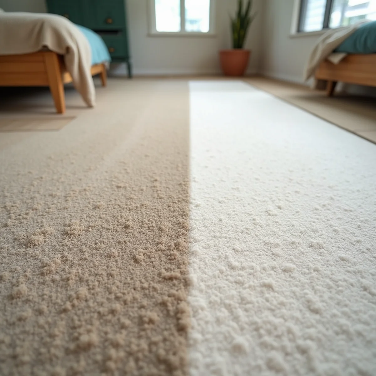 Before and after carpet traffic lane cleaning in Oceanside, CA