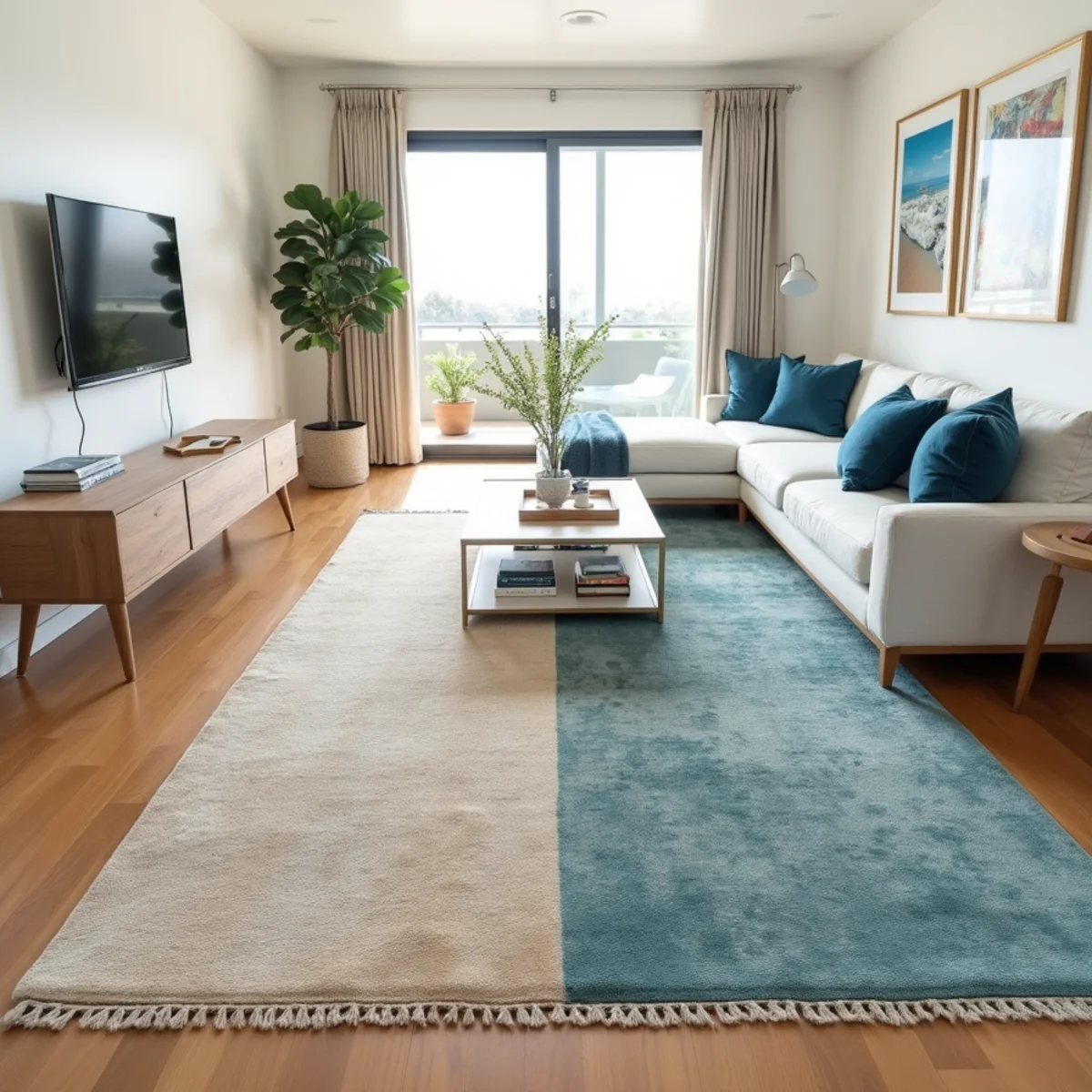 Before and after area rug cleaning in Oceanside, CA