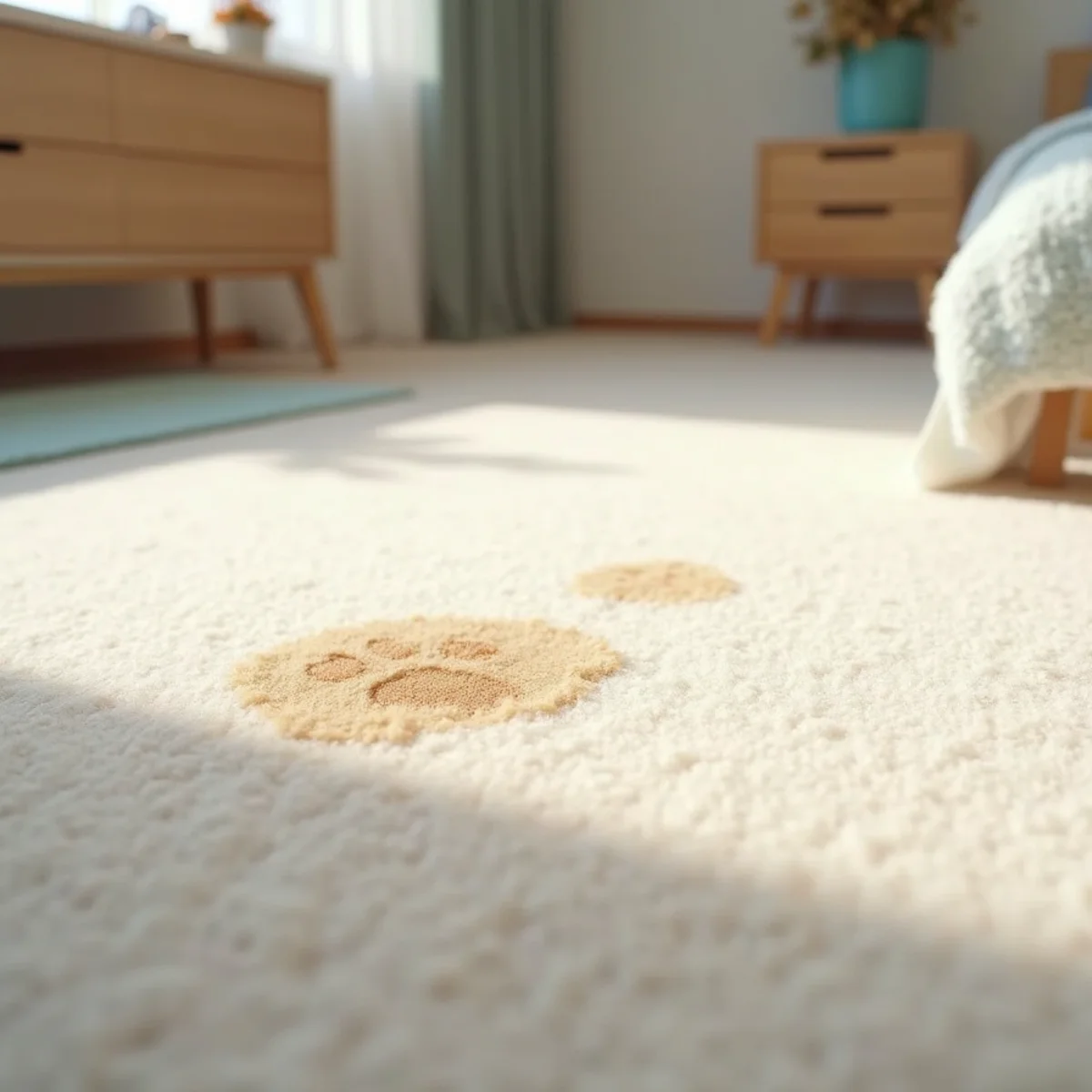 Before and after pet stain removal on carpet in Oceanside, CA